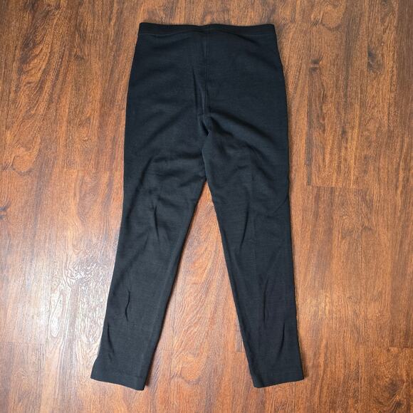 St. John Black Wool Blend Dress Pants with 100% Leather Strip Down Side, Size 8 - Picture 6 of 9
